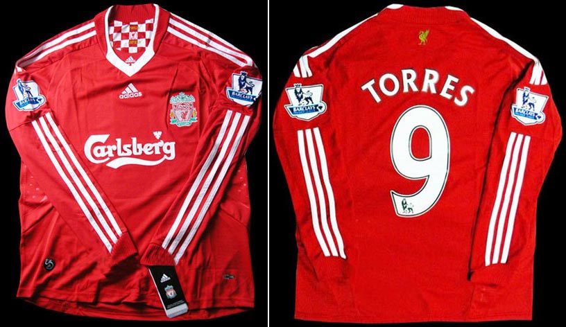 FM Fernando Torres Retro Long Sleeve Soccer Jersey 2009-2010 Full Premier Patch 